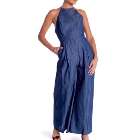 NWT Endless Rose Chambray Jumpsuit. Size Small - Picture 1 of 5